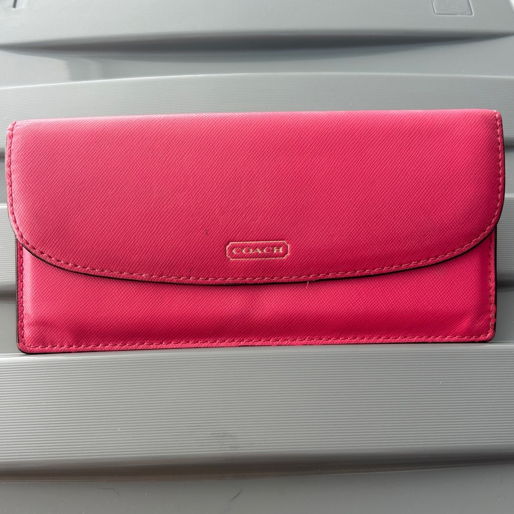 Coach Slim Pink Leather Envelope Wallet